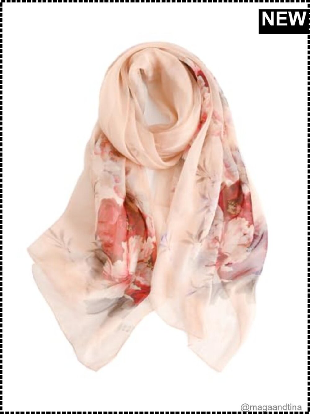 100% Mulberry Silk Chiffon Scarf Large Shawl Wrap Floral